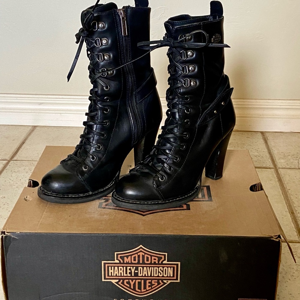 Harley Davidson Women’s Black Leather Coco Fashion Riding Boot Size 6.5